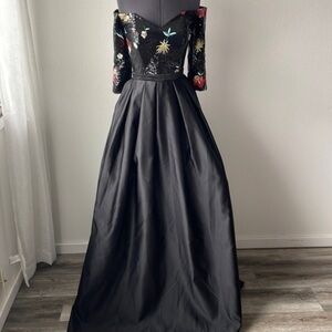 New MIA PALUZZI dress size 6 exquisite gown fully sequined top off the shoulder